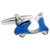 Gemelos con forma de vespa azul