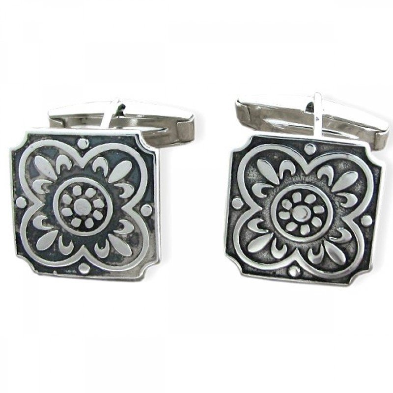 Gemelos de plata con forma de azulejo 