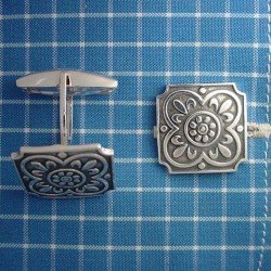 Gemelos de plata con forma de azulejo 