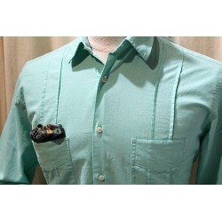 Camisa cubana - Guayabera - color verde aguaazulón