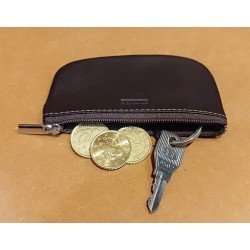 Monedero llavero rectangular de piel