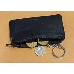 Monedero llavero rectangular de piel